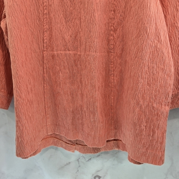 Bob Mackie Top Womens XL Pink Button Blouse Textured Lightweight Jacket Cardigan - Picture 7 of 11